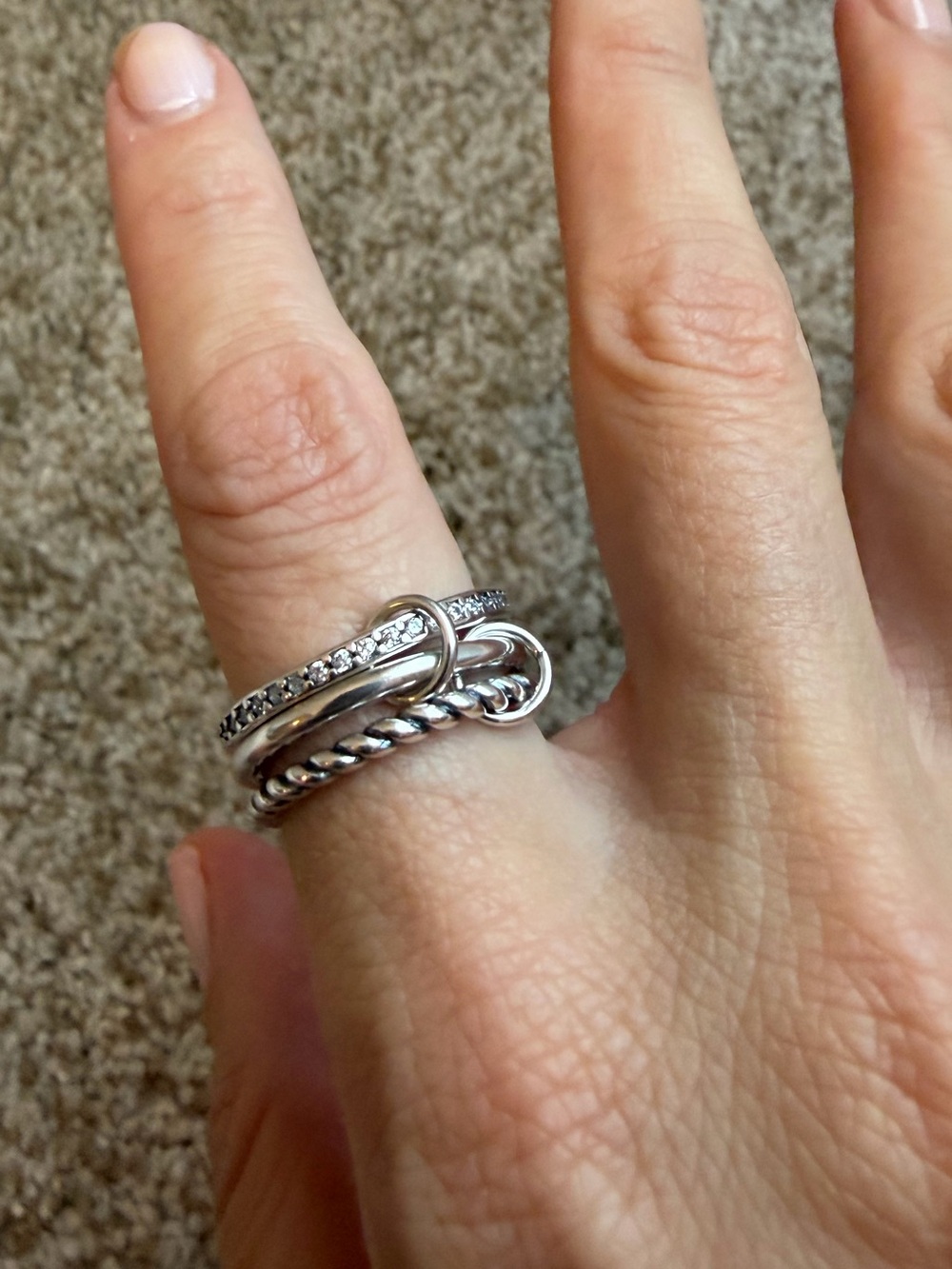 New! 925 Sterling Silver Spinelli Kilcollin Inspired Interlocking Ring Size 7 - Picture 8 of 10